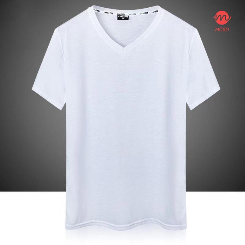 MOSO UNIFIT Plain V-Neck Basic T-Shirt Unisex Cotton Casual Vneck T ...