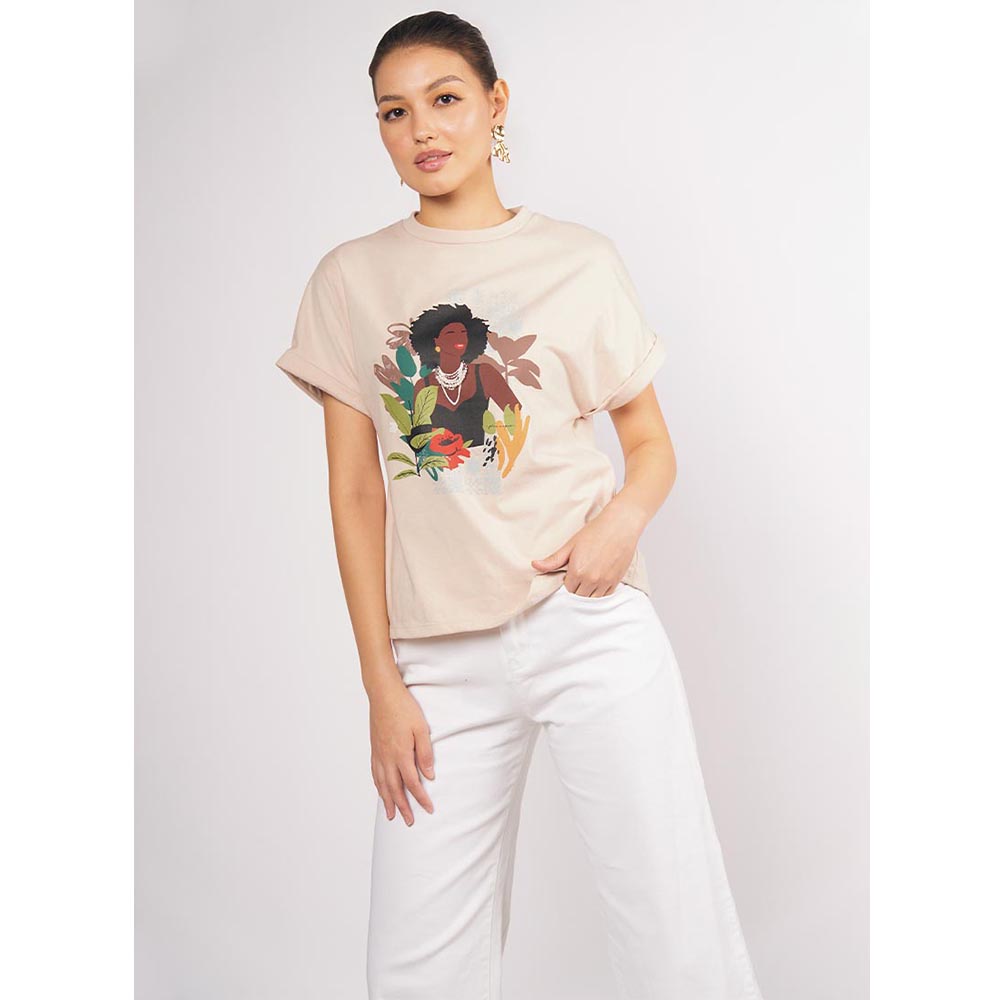 Iconic Tees Diana Short Sleeve Top (Beige) | Shopee Philippines