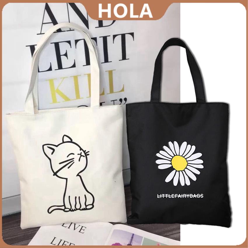 Hola Simple Korean New Fashion Canvas Tote Bag Lady White Casual ...