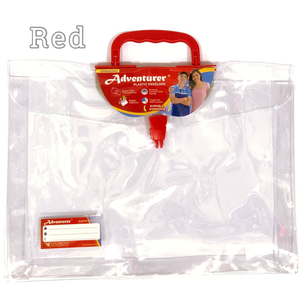 Adventurer Expanding Plastic Envelope Transparent With Handle Push Lock