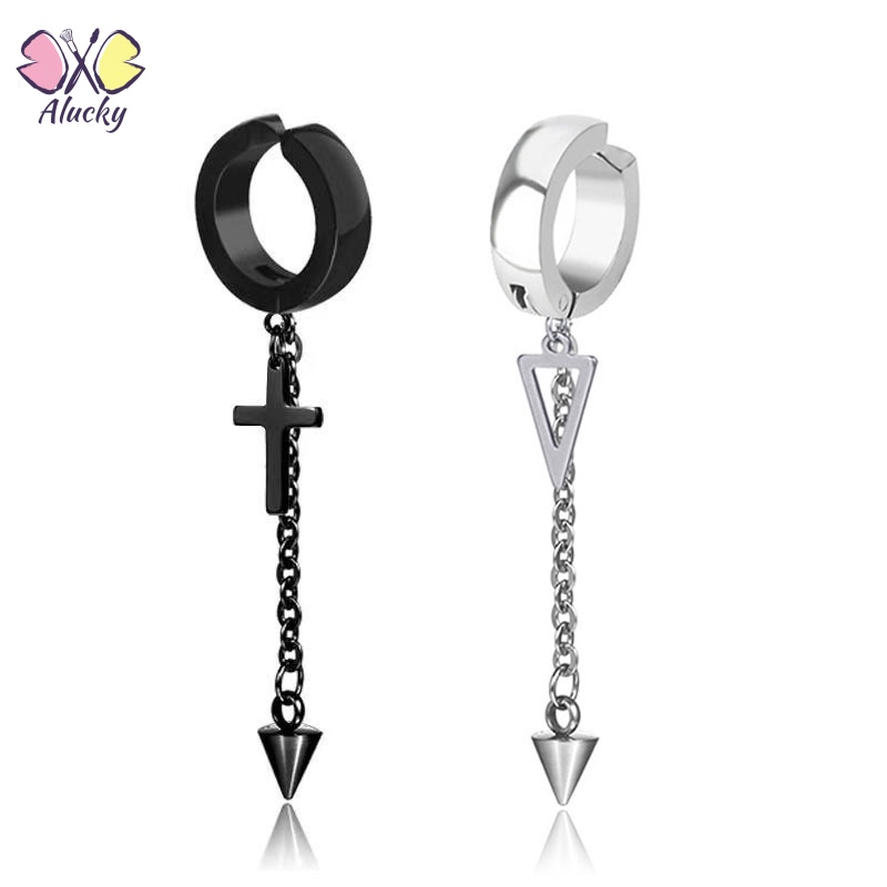 1Pc Punk Earrings Ear Clip No Ear Holes Stainless Steel Tassels Long ...