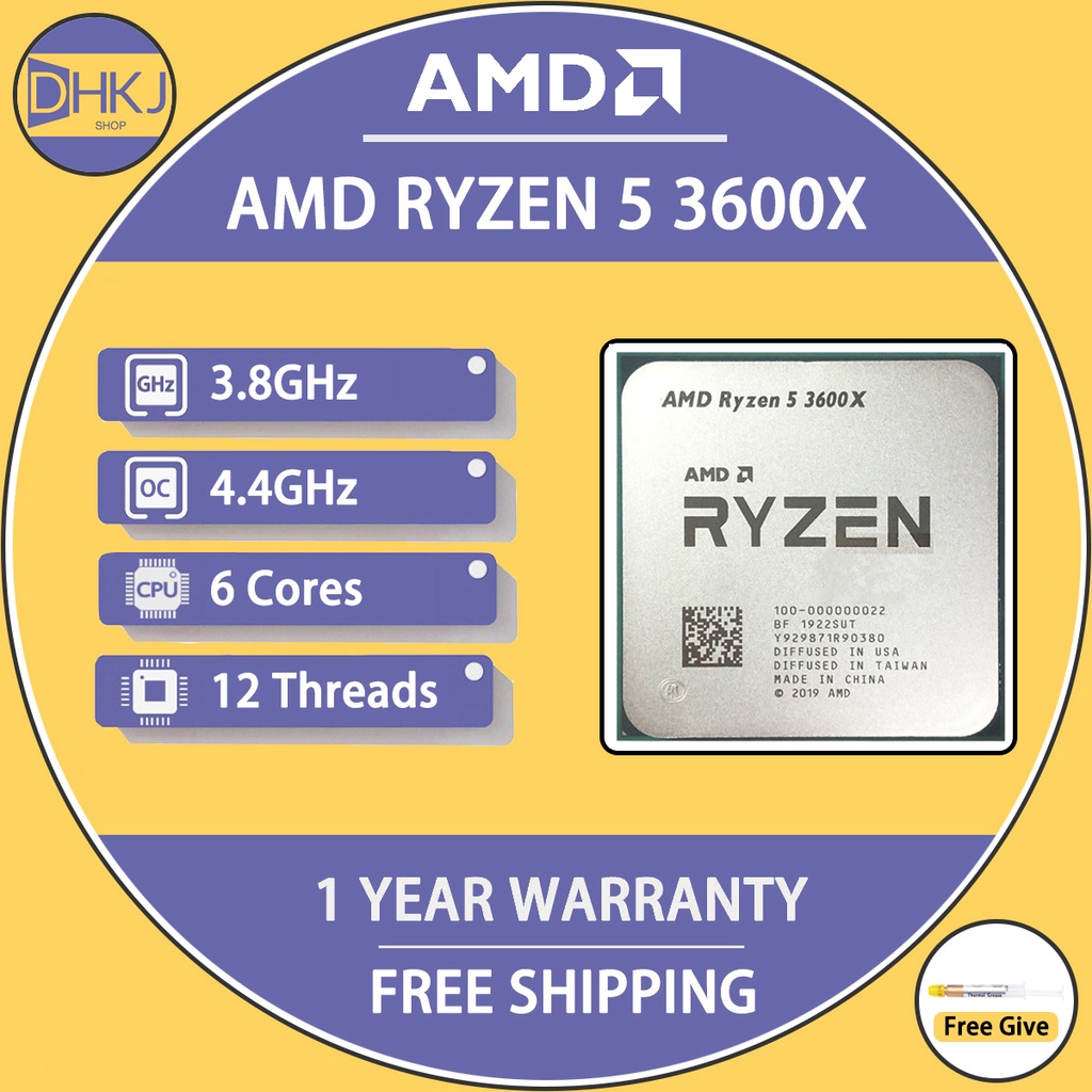 Used Amd Ryzen 5 3600x R5 3600x 38 Ghz Six Core Twelve Thread Cpu