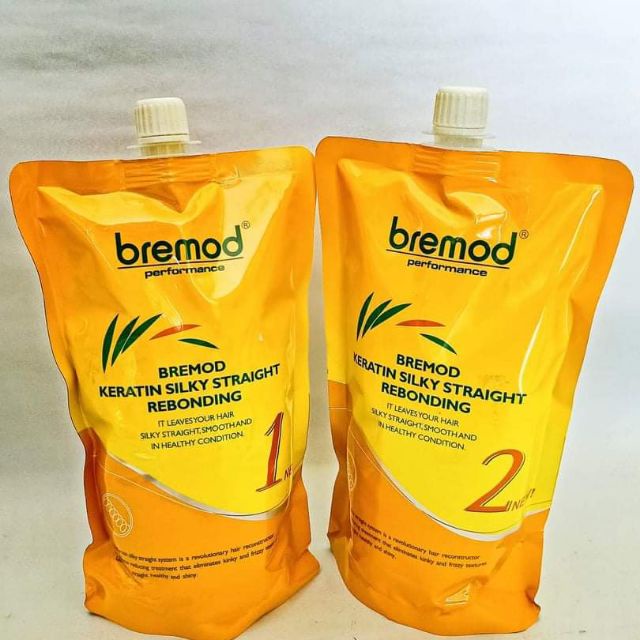 Bremod Keratin Silky Straightening Hair Rebonding Pouch A&B Set 800ml ...