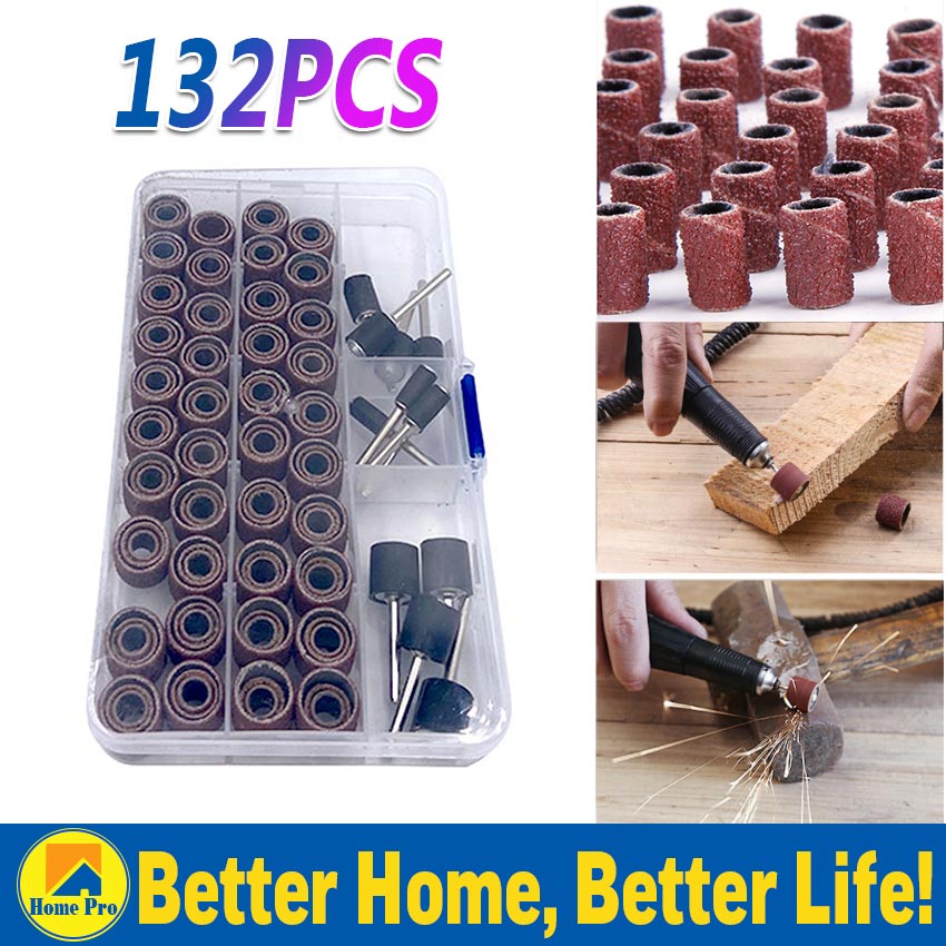 132PCS Sanded Belt Ring Kit for Dremel Includes Rubber Drum Mandrels ...