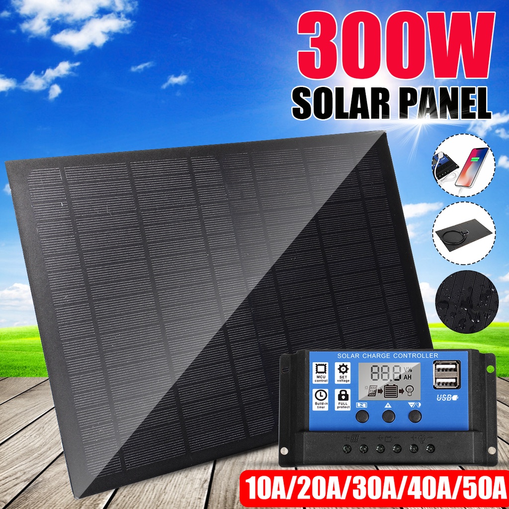 300W Solar Panel Kit 12V USB charging Solar Cell Board Controller ...