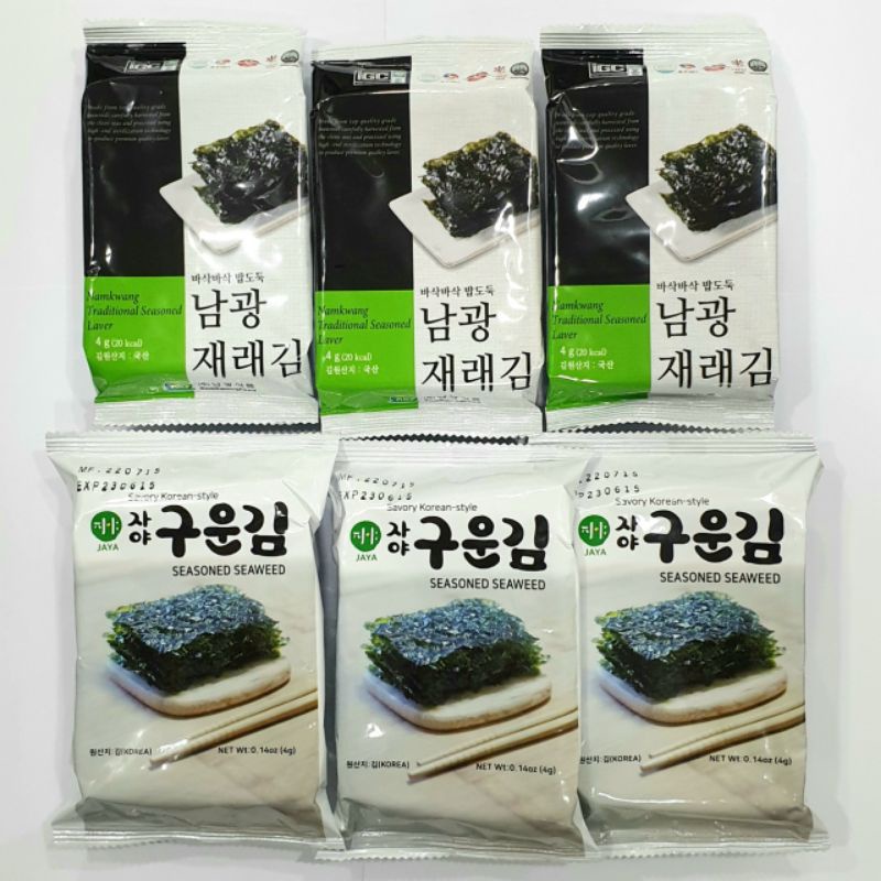 JAYA / NAMKWANG / SEASONED SEAWEED NORI 4g x 3 pcs Shopee Philippines