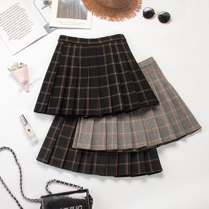 checkered pants top1 COD Checkered Pleated skirt 2019 autumn and winter ...