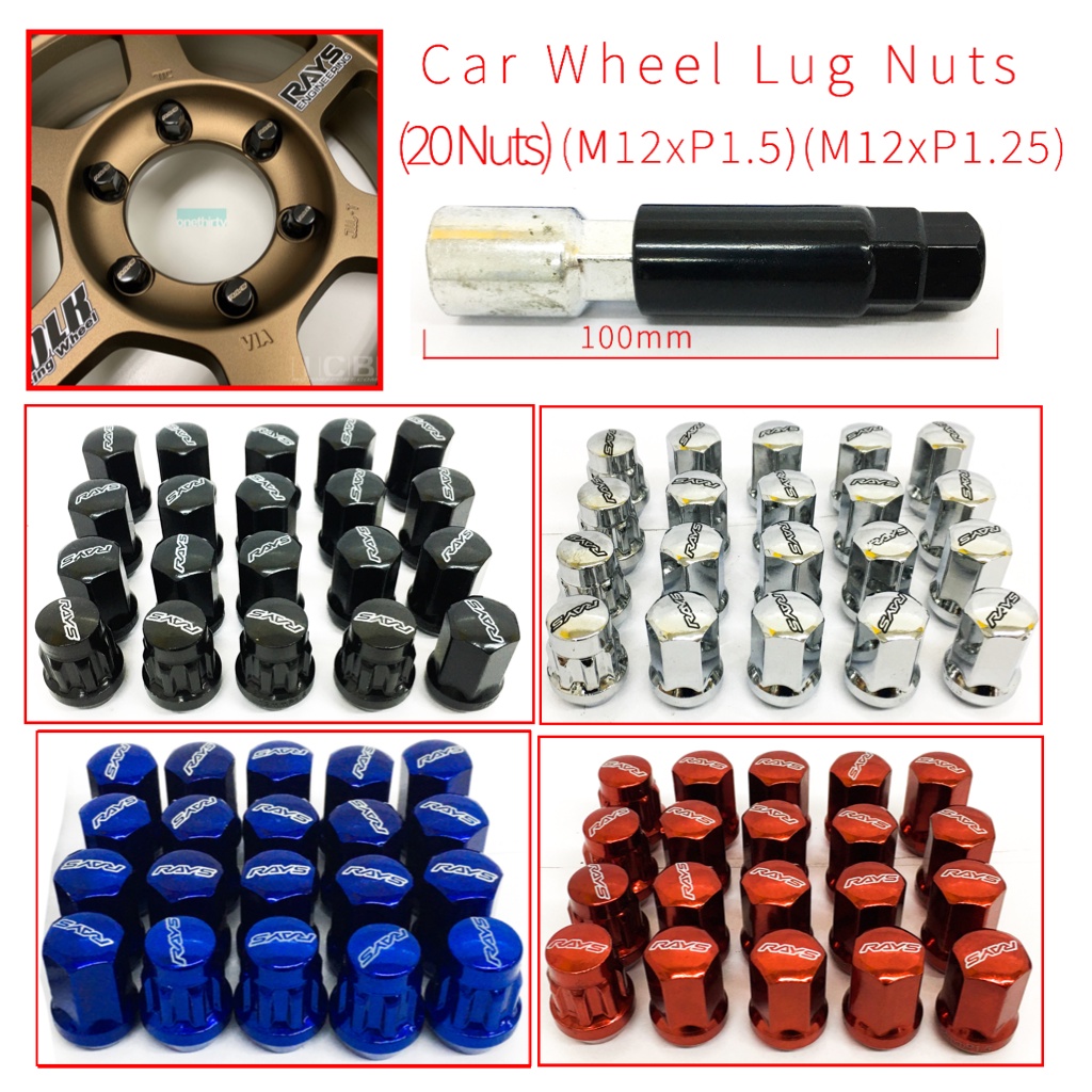 OAPC 20PCS STAINLESS STEEL CAR WHEEL LUG NUTS GZ02X (M12X1.5MM) (M12X1