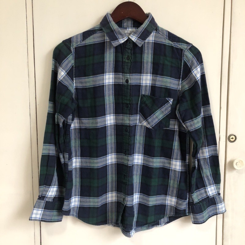 Uniqlo WOMEN Flannel Checked Long Sleeve Shirt - Medium