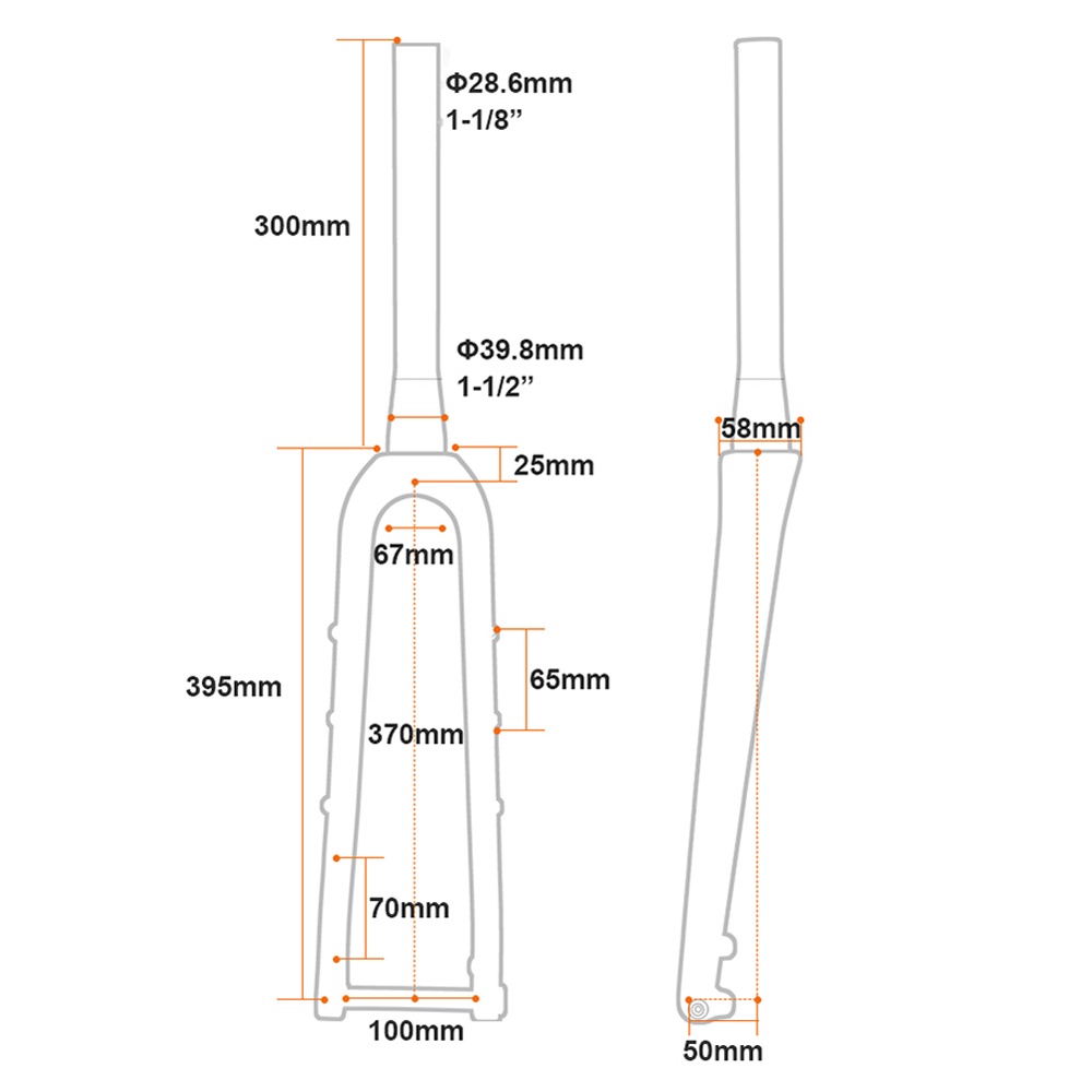 KOCEVLO Carbon Fiber Road Bicycle Front Fork Disc Gravel 1-1/8 Barrel ...