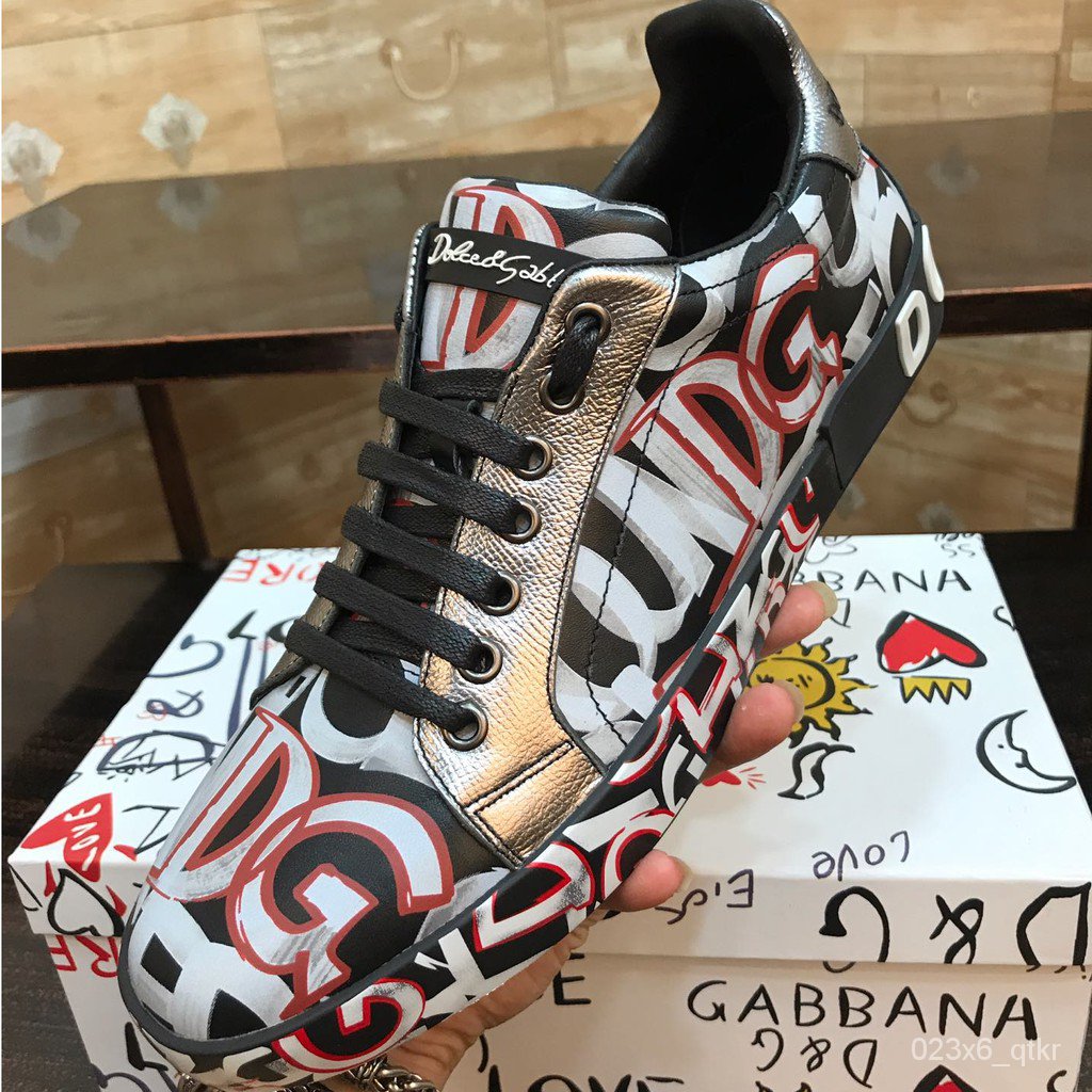 Original 2021 [COD] D&G Dolce & Gabban White printed Sneakers for men ...