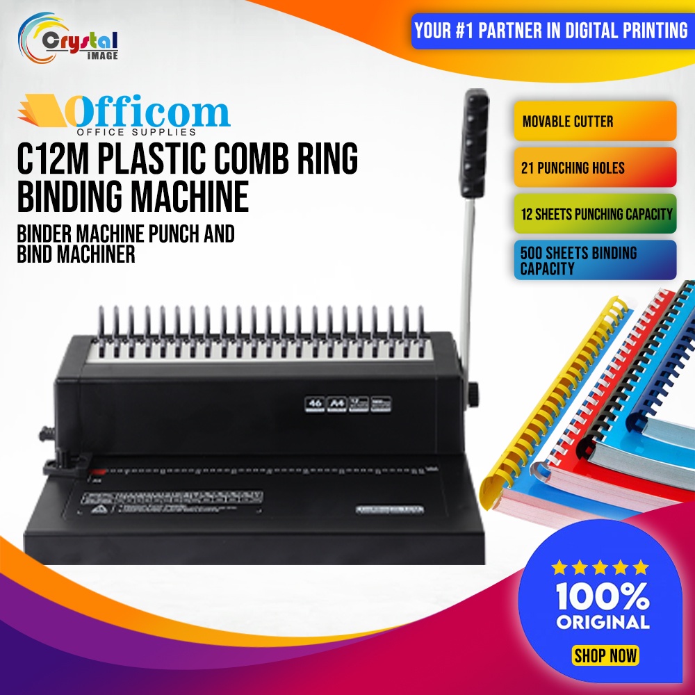 Plastic Comb Ring Binding Machine C12M Binder Machine Punch and