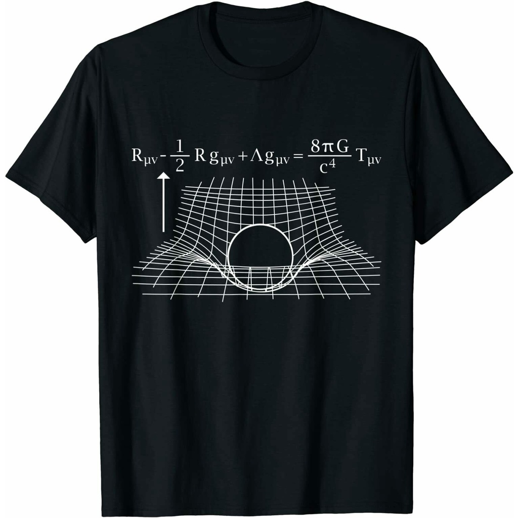 T-shirt Uomo Nera Con Grafica Einstein Equations, Taglie M-XXL, Cotone