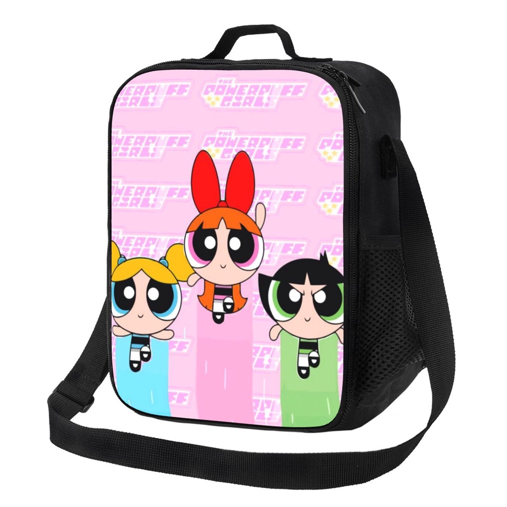 Powerpuff Girls Aluminium Foil Insulated lunch bag Portable School Lunch Box Student with Keep Warm and Cold