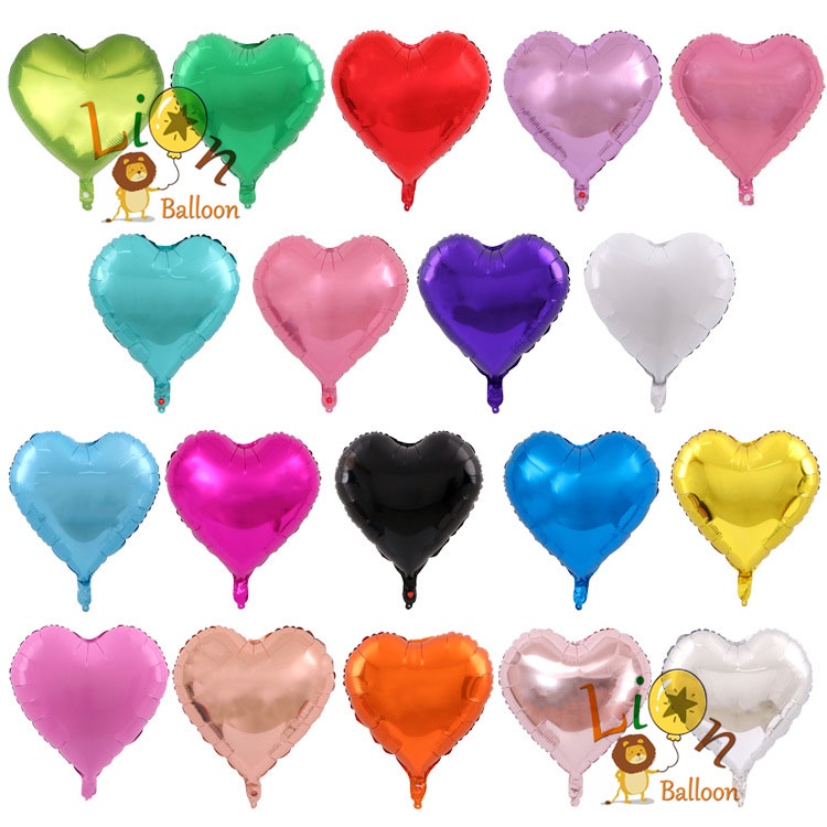 6pc Heart aluminum balloons Heart Foil Balloons 18inch birthday ...