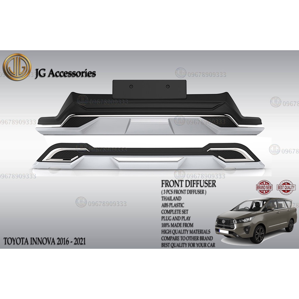 TOYOTA INNOVA 2016 2021 FRONT AND REAR BUMPER GUARD/BUMPER NUDGE BLACK SILVER COMBINATION