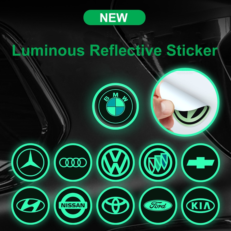 1 piece Car Universal Luminous Reflective Logo Safety Warning Sticker ...