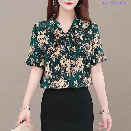 Chiffon floral shirt women's summer Korean version loose design