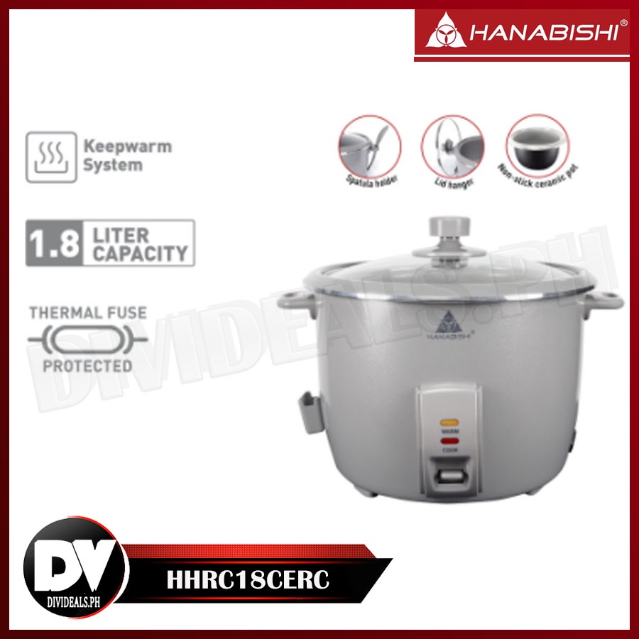 Hanabishi Rice Cooker HHRC18CERC 1.8L 10 cups Nontoxic Ceramic Coating