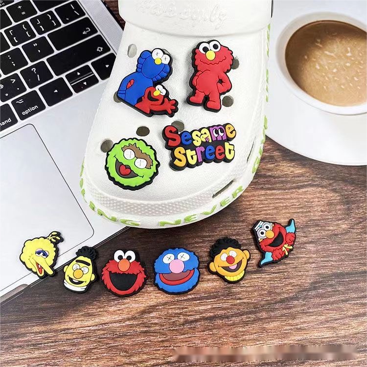 PVC Shoe Charms Accessories Sesame Street ELMO Shoe Decoration Buckles