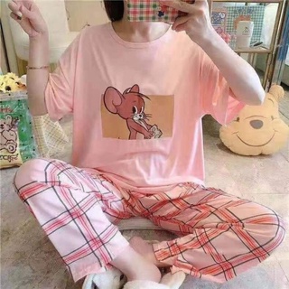 Women Cotton Sleepwear Cartoon Characters Pajama Terno Set