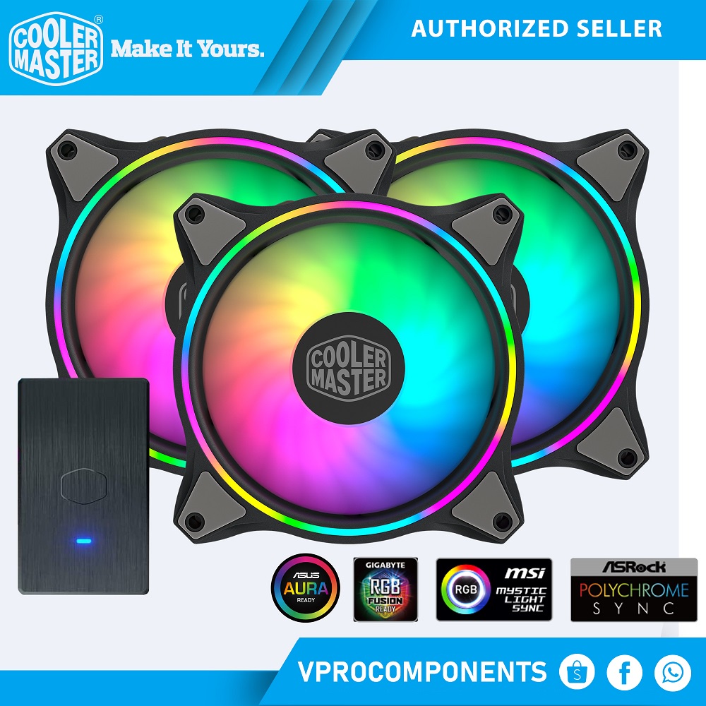 CoolerMaster Masterfan MF120 HALO 3-in-1 RGB CPU Air Cooler 3-Pack W ...