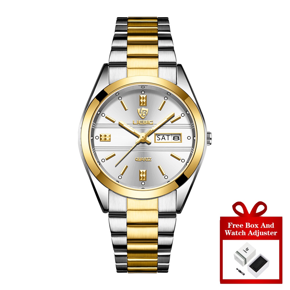 Liebig L1031 Quartz Couple Watch Waterproof Exquisite High End Mens And Womens Stainless Steel 