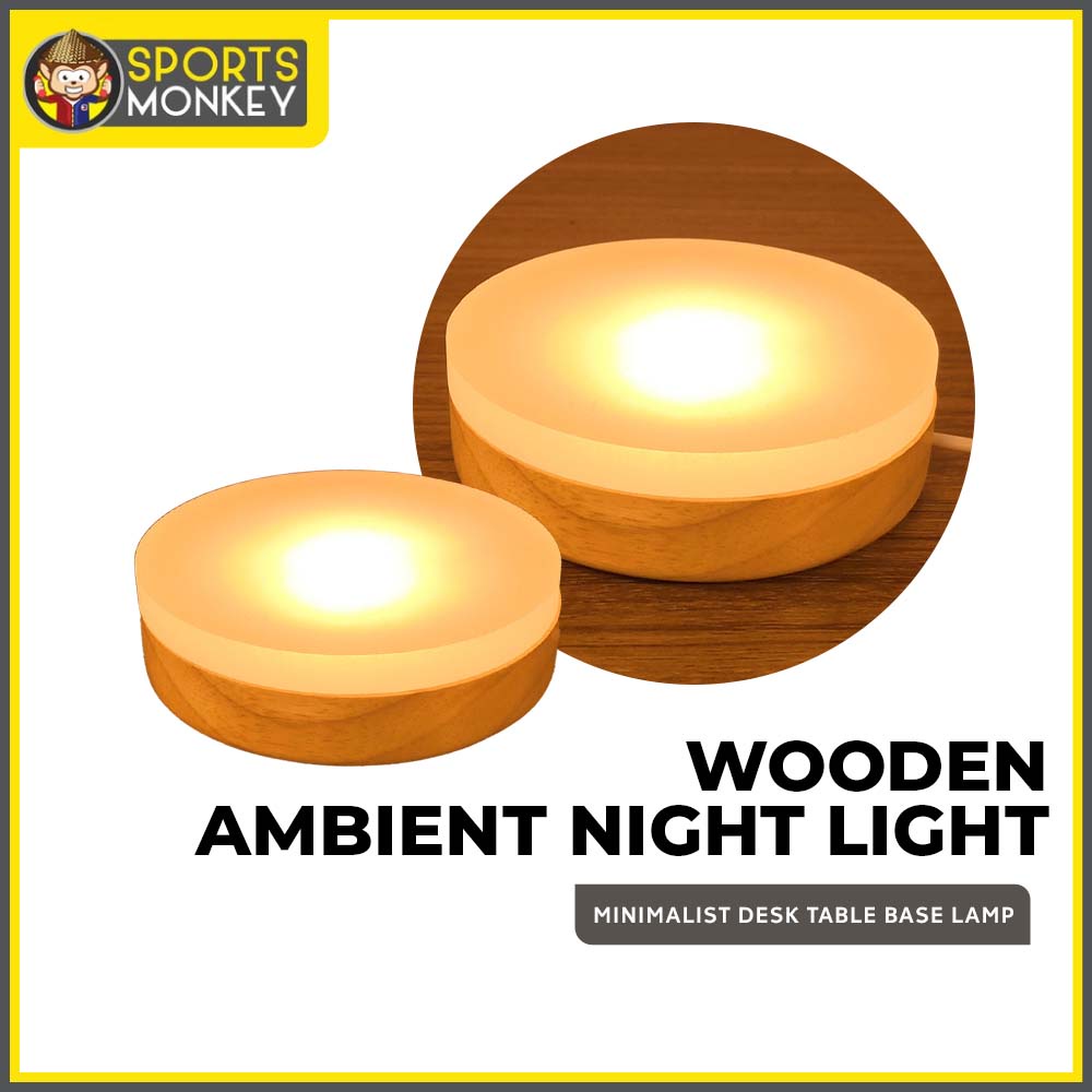 USB Wooden Acrylic Ambient Night Light | Minimalist Desk Table Base ...
