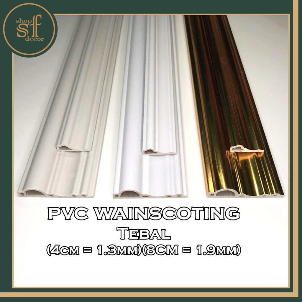 Wainscoting PVC DIY 4cm/8cm [Panjang 145cm] | Shopee Philippines