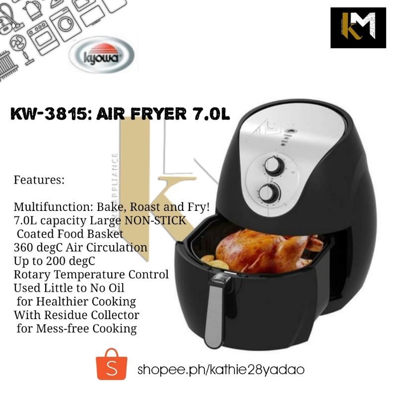 Kyowa Air Fryer 7.0L (KW3815) Black Shopee Philippines