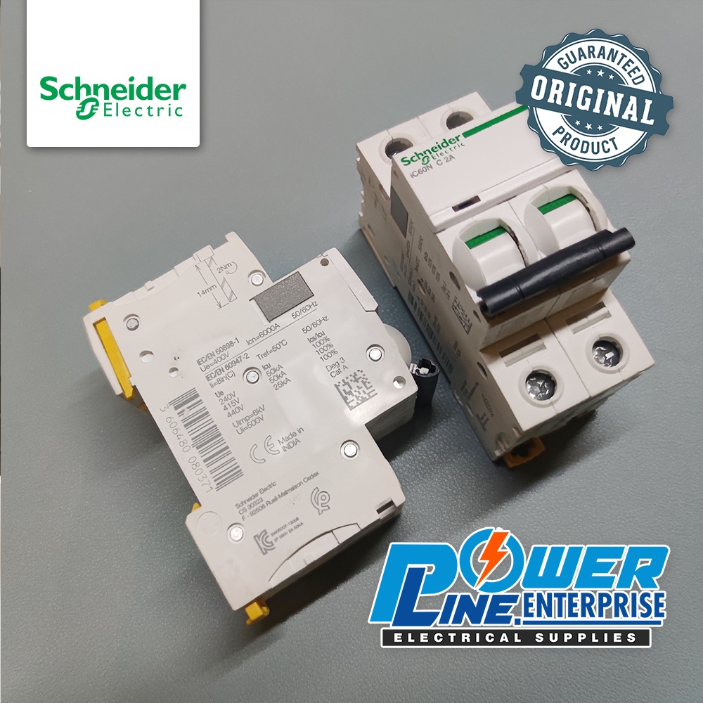 Circuit Breaker Schneider ic60n 2A ~ 63A 2Pole | Shopee Philippines