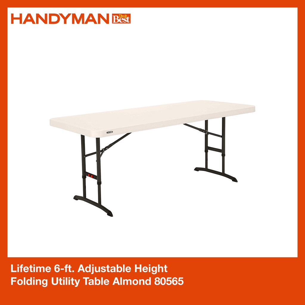 Lifetime 6ft. Adjustable Height Folding Utility Table Almond 80565