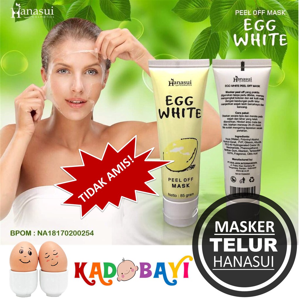 PUTIH Egg WHITE PEEL OFF MASK, HANASUI EGG WHITE MASK, ORIGINAL ...
