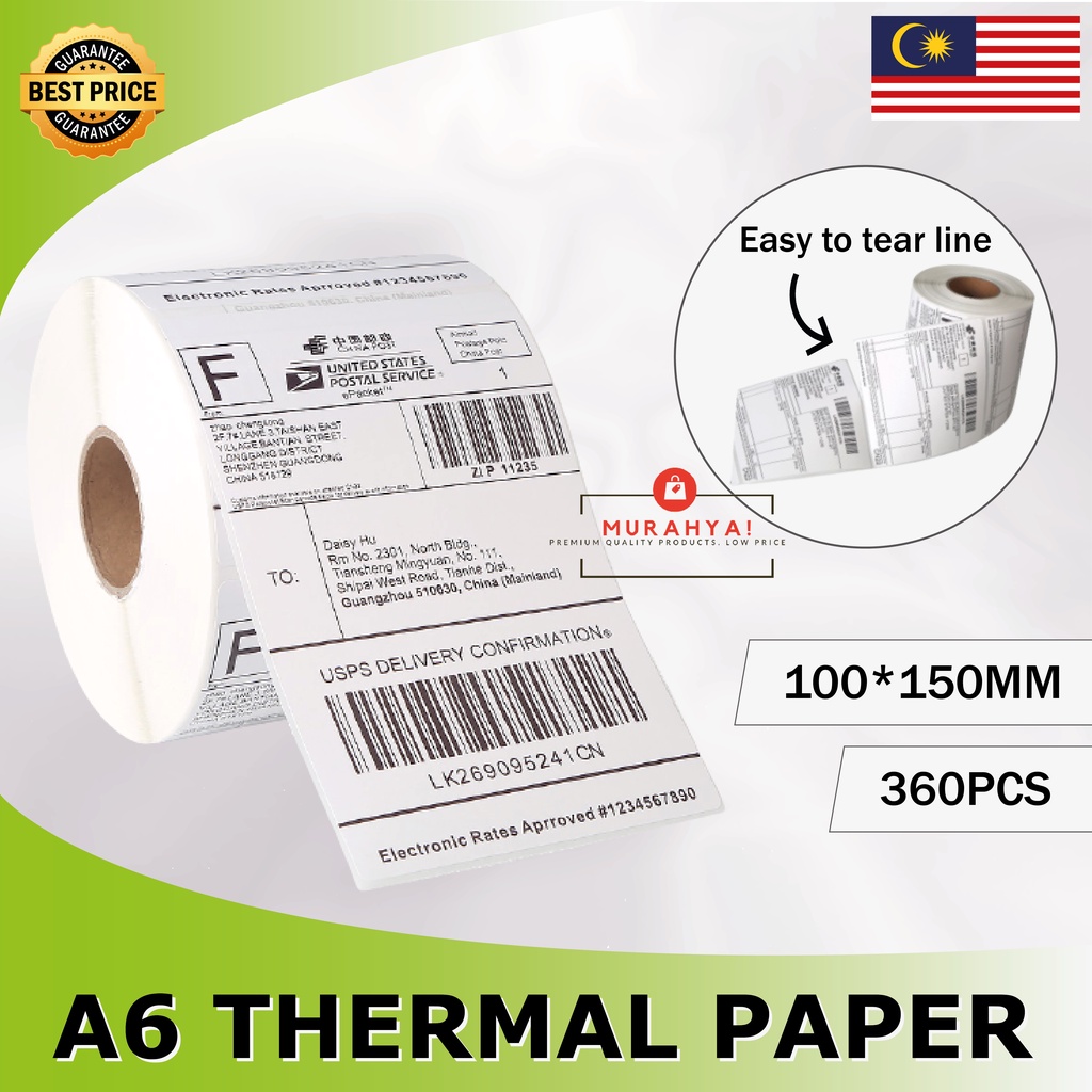 A6 Thermal Paper 100*150mm LZ Shopee Standard Thermal Barcode Sticker