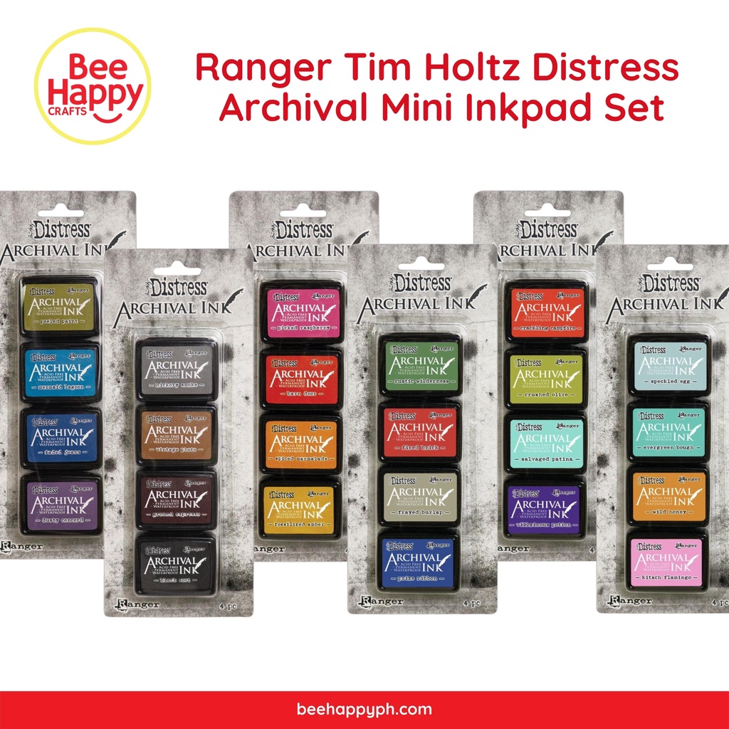 Ranger Tim Holtz Distress Archival Mini Ink Pad Set (4 Colors) Shopee