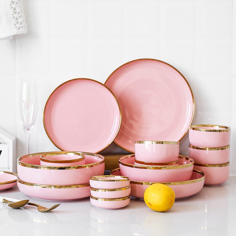 Pink porcelain outlet plates