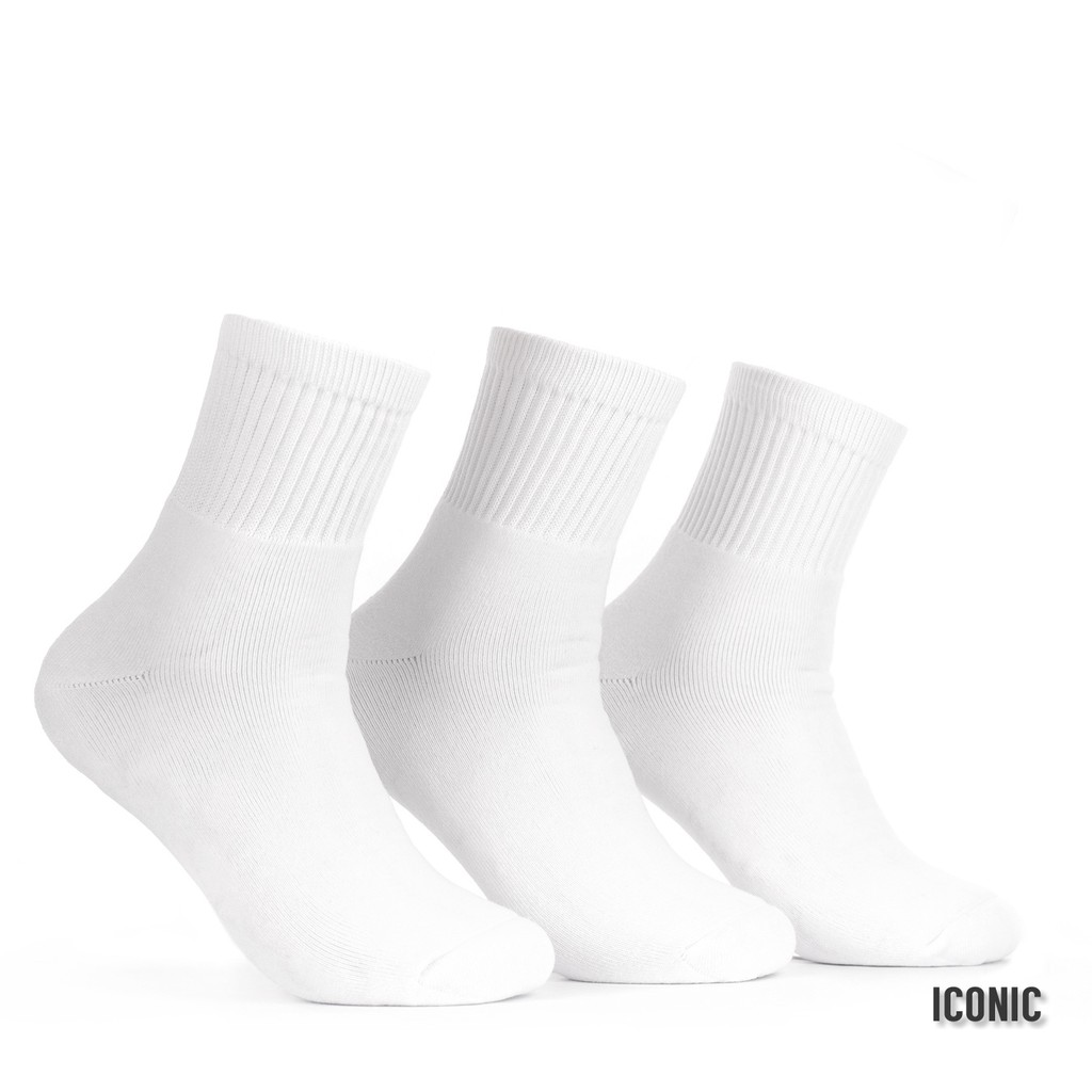 Iconic 3 in 1 Basic Athletic Sports Socks in White | Shopee Philippines
