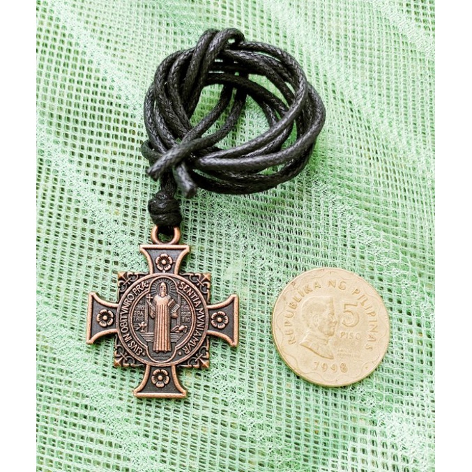 St. Benedict Flat Cross Bronze Medal Necklace for Protection Against ...