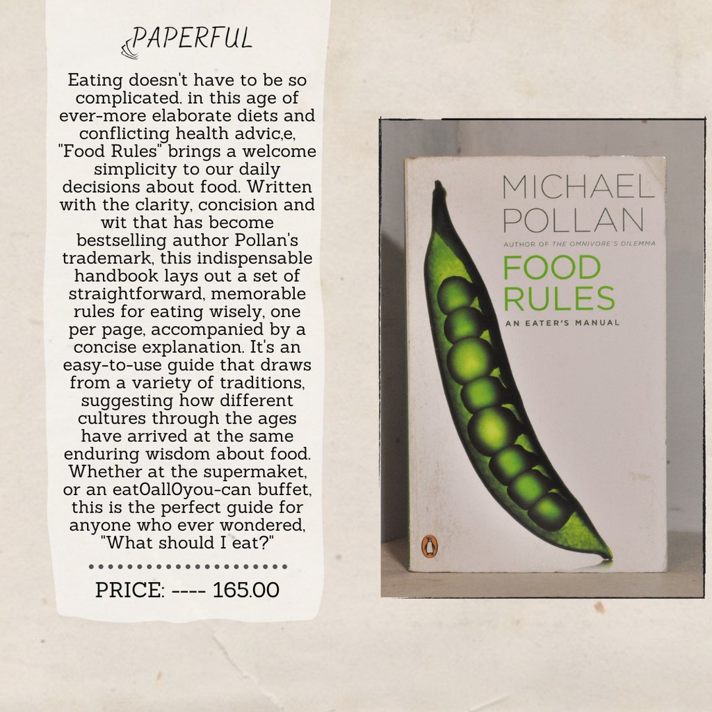 Food Rules An Eater's Manual by Michael Pollan (Paperback) Shopee