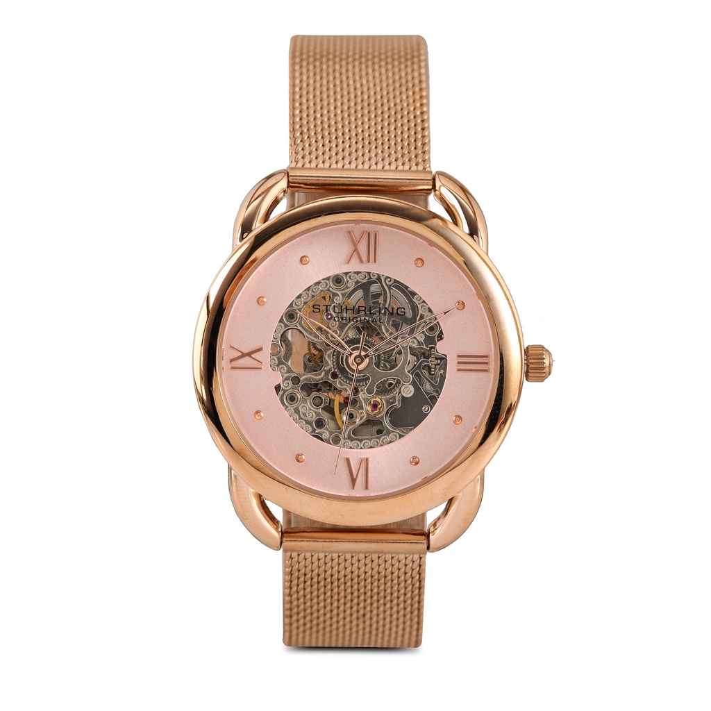 Stuhrling skeleton watch online rose gold