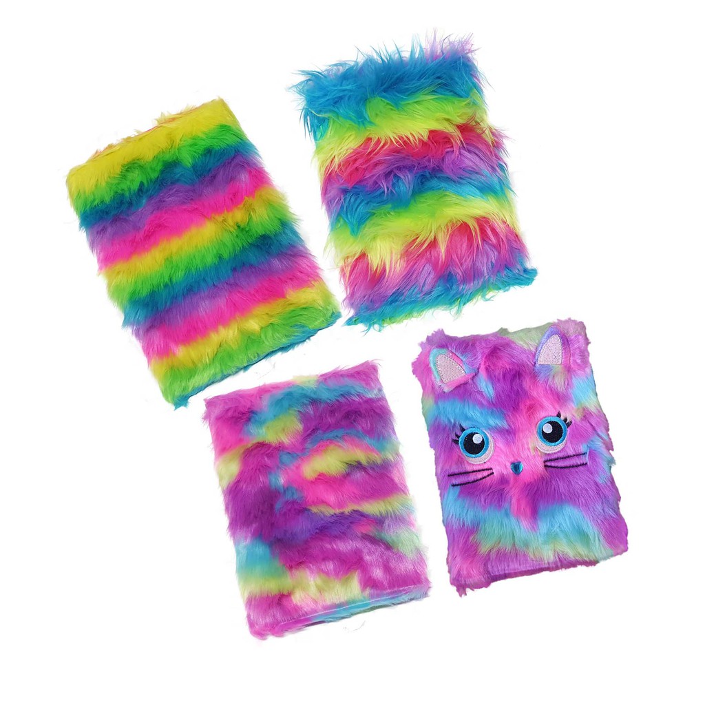 Rainbow Furry Fluffy Plush Notebook | Shopee Philippines
