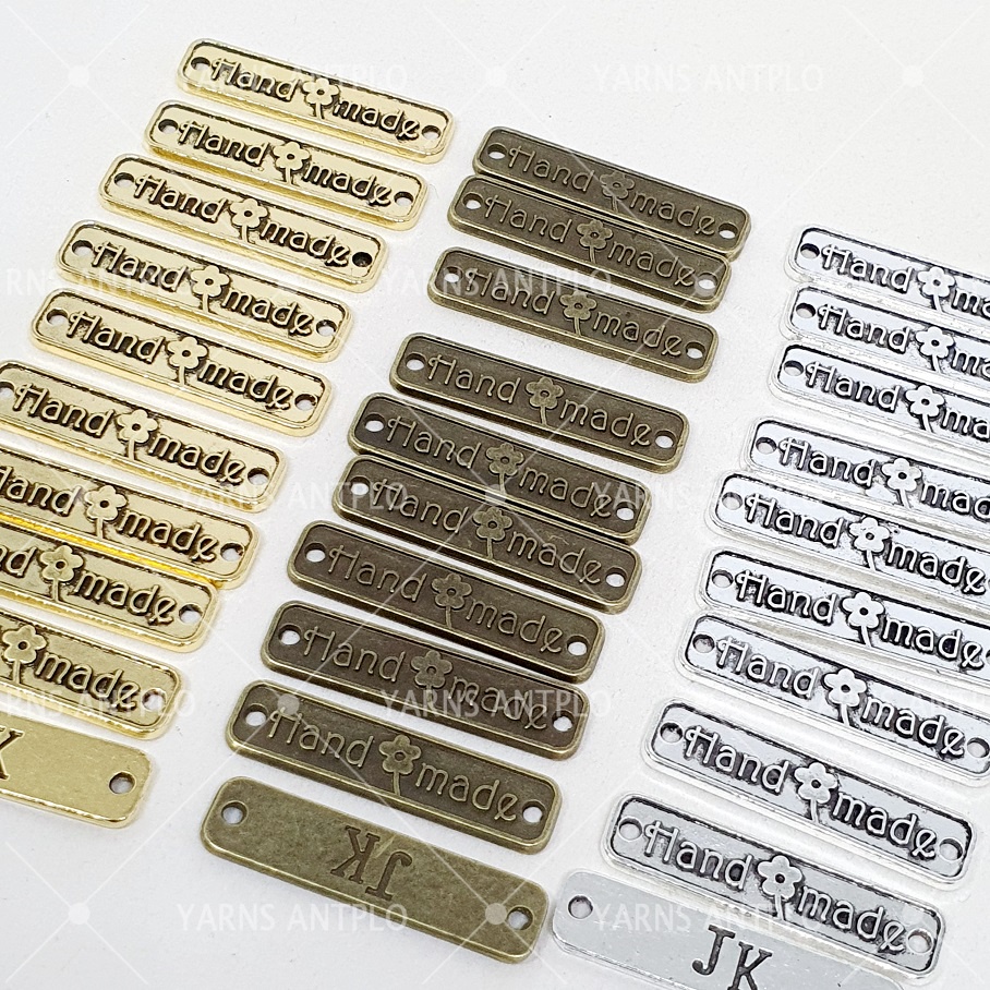 10 Handmade Label Metal Tags 25mm (1) Bronze Connector Handmade Crafts  Label