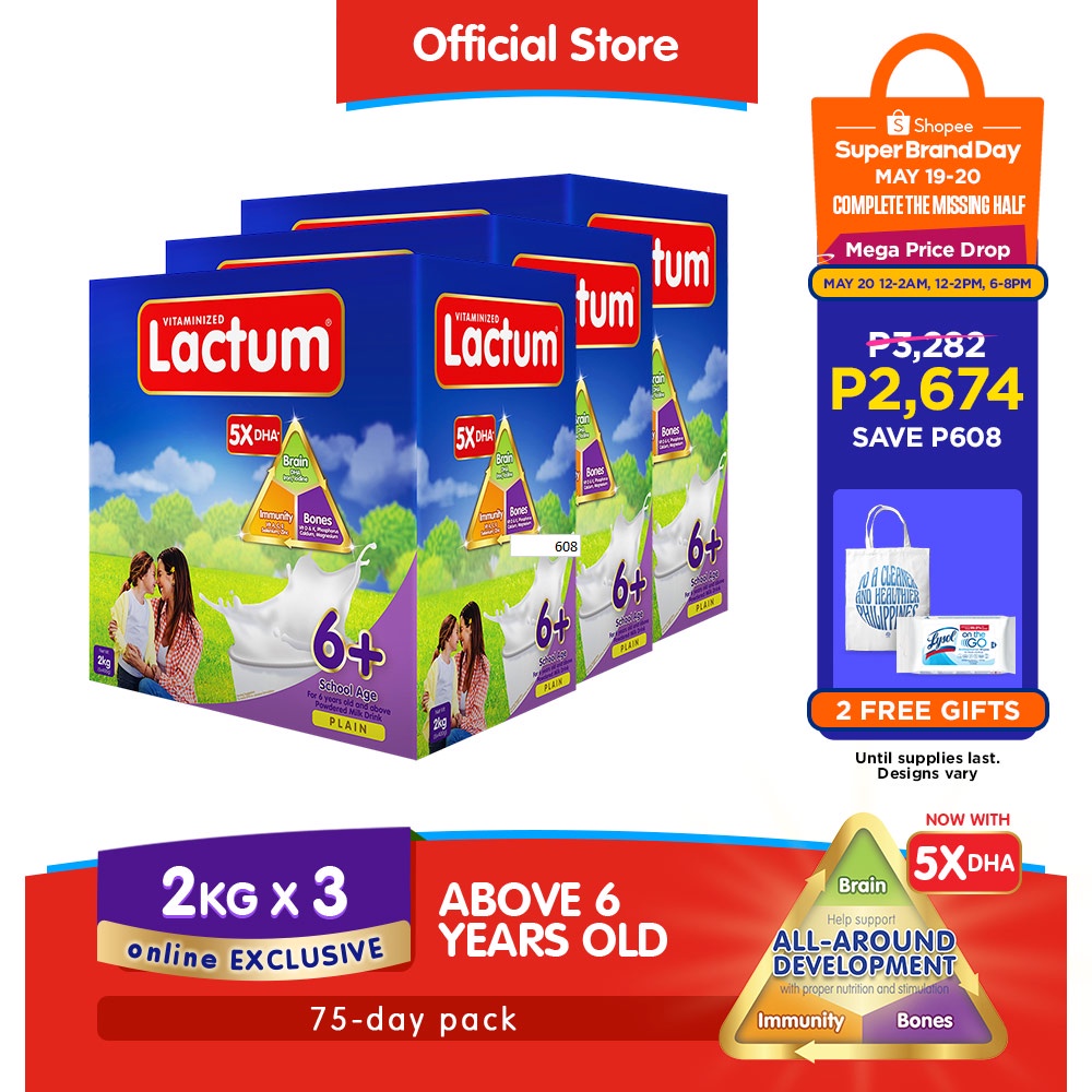 bonakid 1 3 [eCom Exclusive] Lactum 6+ Plain 6kg (2kg x 3) Milk Drink ...