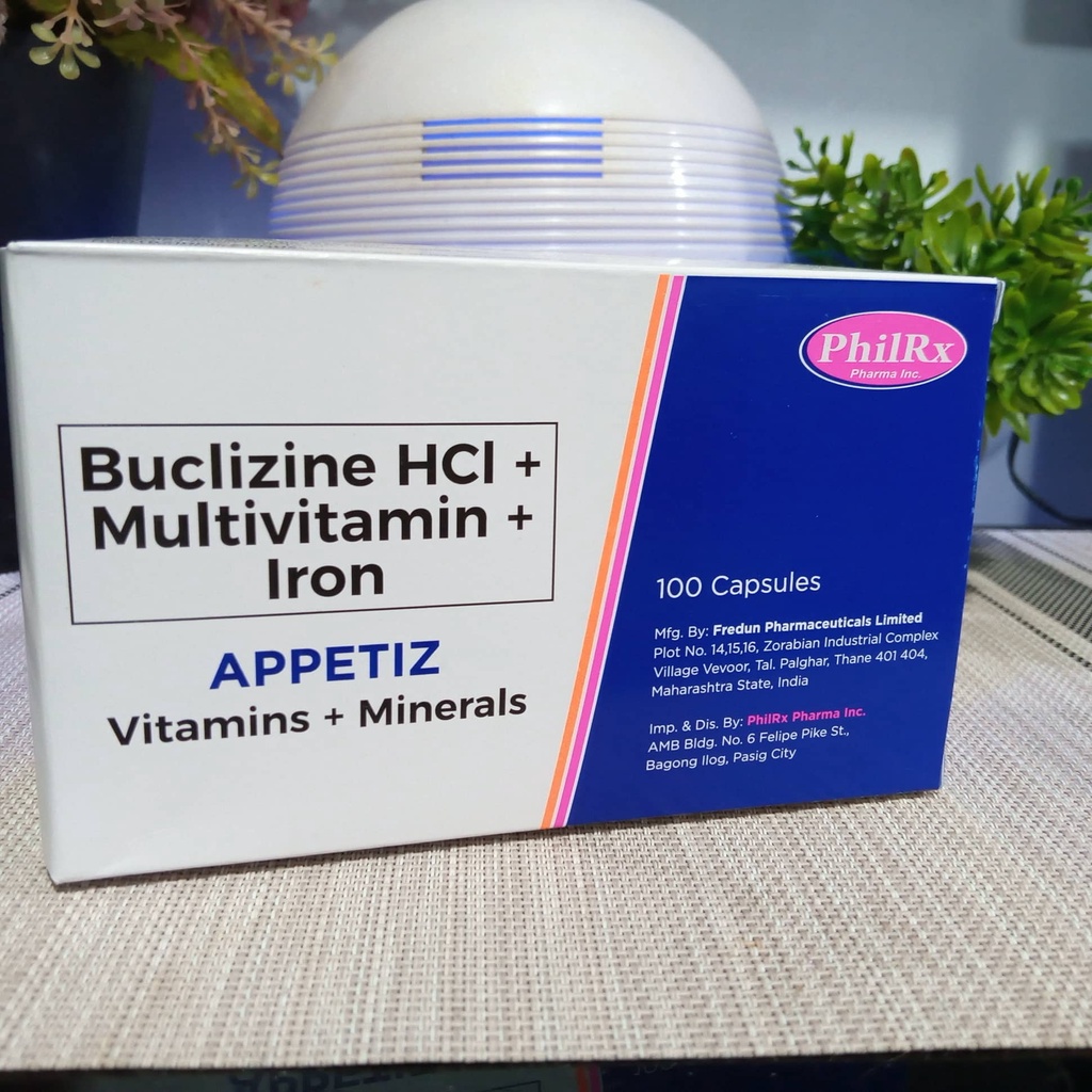 APPETIZ Buclizine HCI + Multivitamin + Iron 100capsules DRP8933
