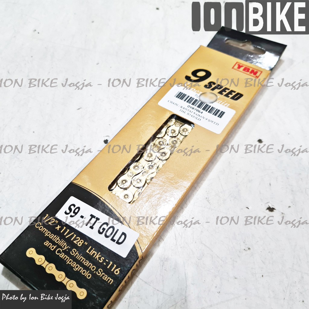 YBN gold 9 speed chain - chain 9sp yaban gold 9 sp mtb racing road bike ...