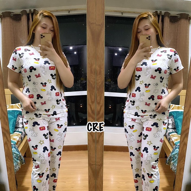 Mickey Mouse Printed Terno Pajama Shopee Philippines