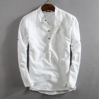 Mens Casual Loose Linen Long Sleeve Buttons Top | Shopee Philippines