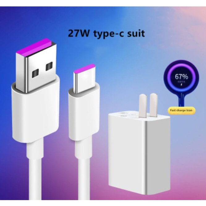 Original Xiaomi 27W Fast Wall Charger Adapter – USB-C, 3ft Cable – For Mi 8 9 9T Redmi K30 Note 7 Pro