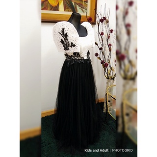 Black and white filipiniana hot sale dress