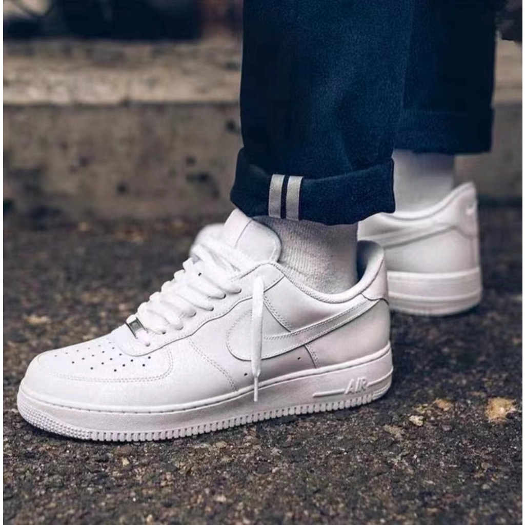 Air Force 1 Fashion All White / White Black Low Cut Shoes For Men And ...
